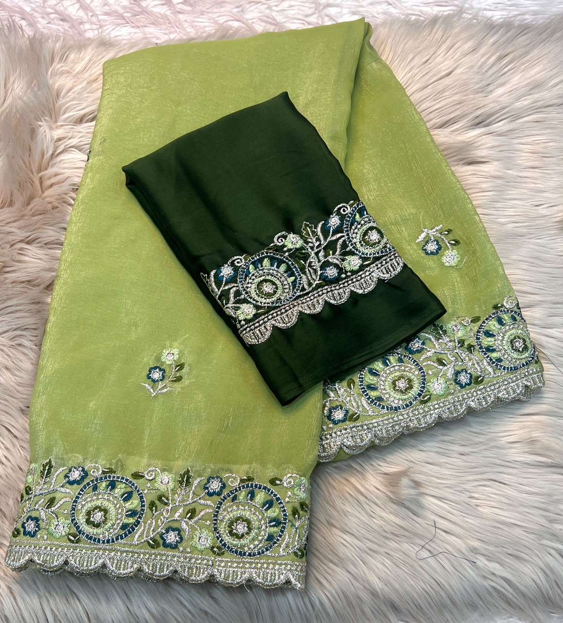 CRUNCHY SILK MULTI EMBRODERIY WORK SAREE 
