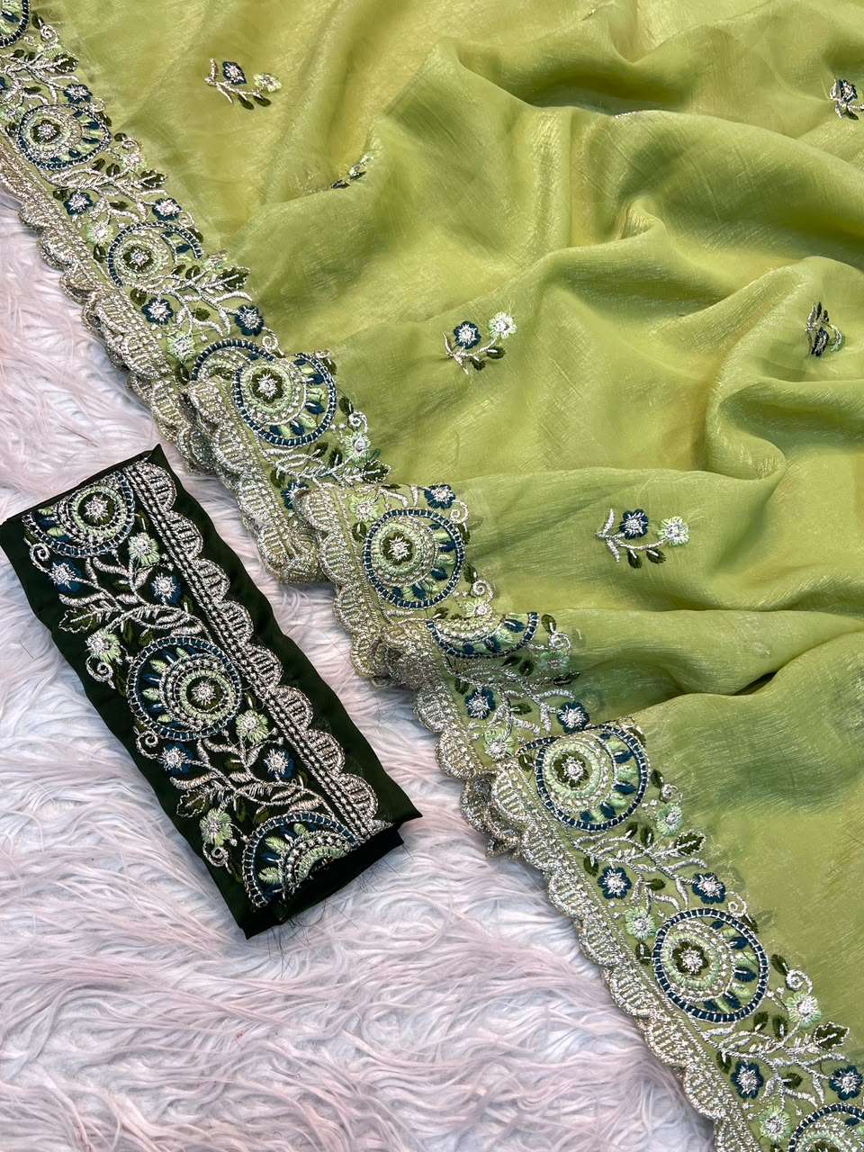CRUNCHY SILK MULTI EMBRODERIY WORK SAREE 