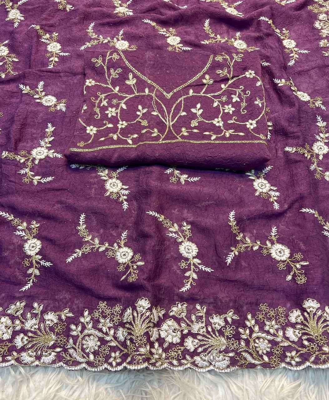  CRUSH SILK CODING & SEQUINCE EMBRODERIY WORK SAREE