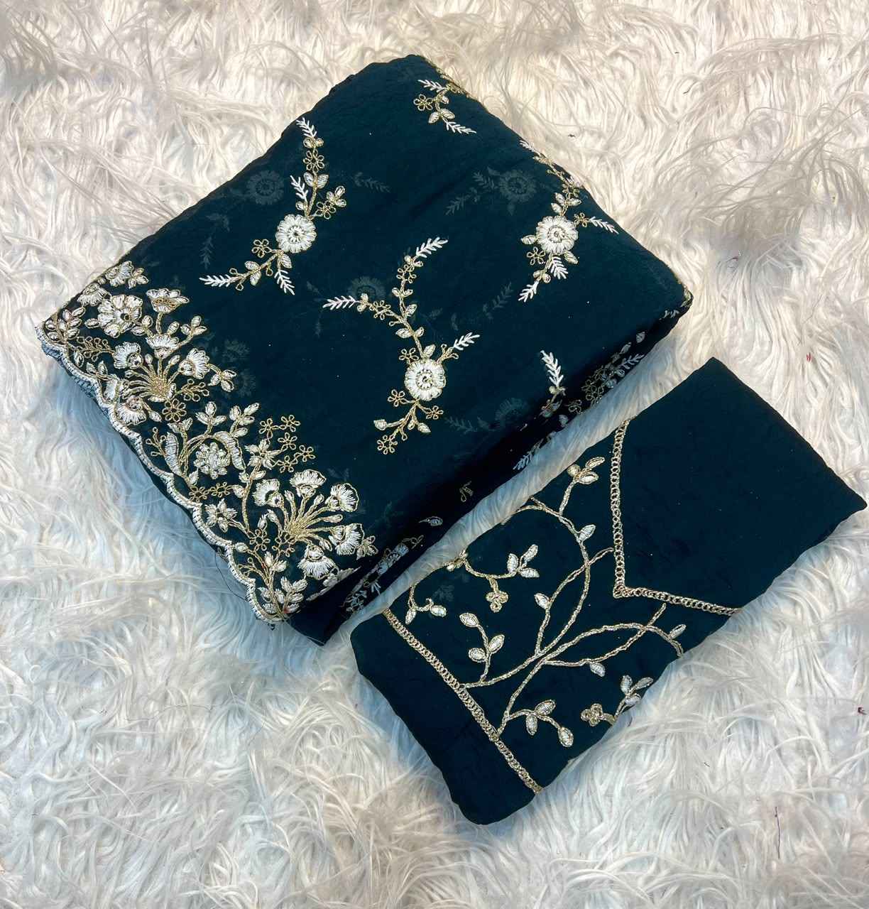  CRUSH SILK CODING & SEQUINCE EMBRODERIY WORK SAREE