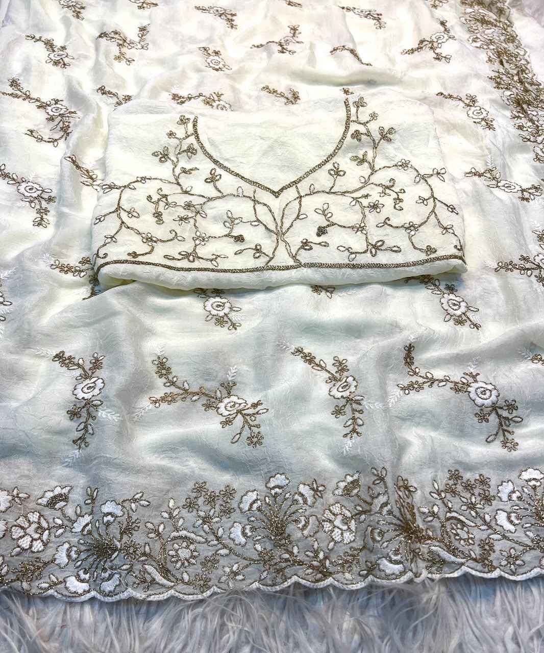  CRUSH SILK CODING & SEQUINCE EMBRODERIY WORK SAREE