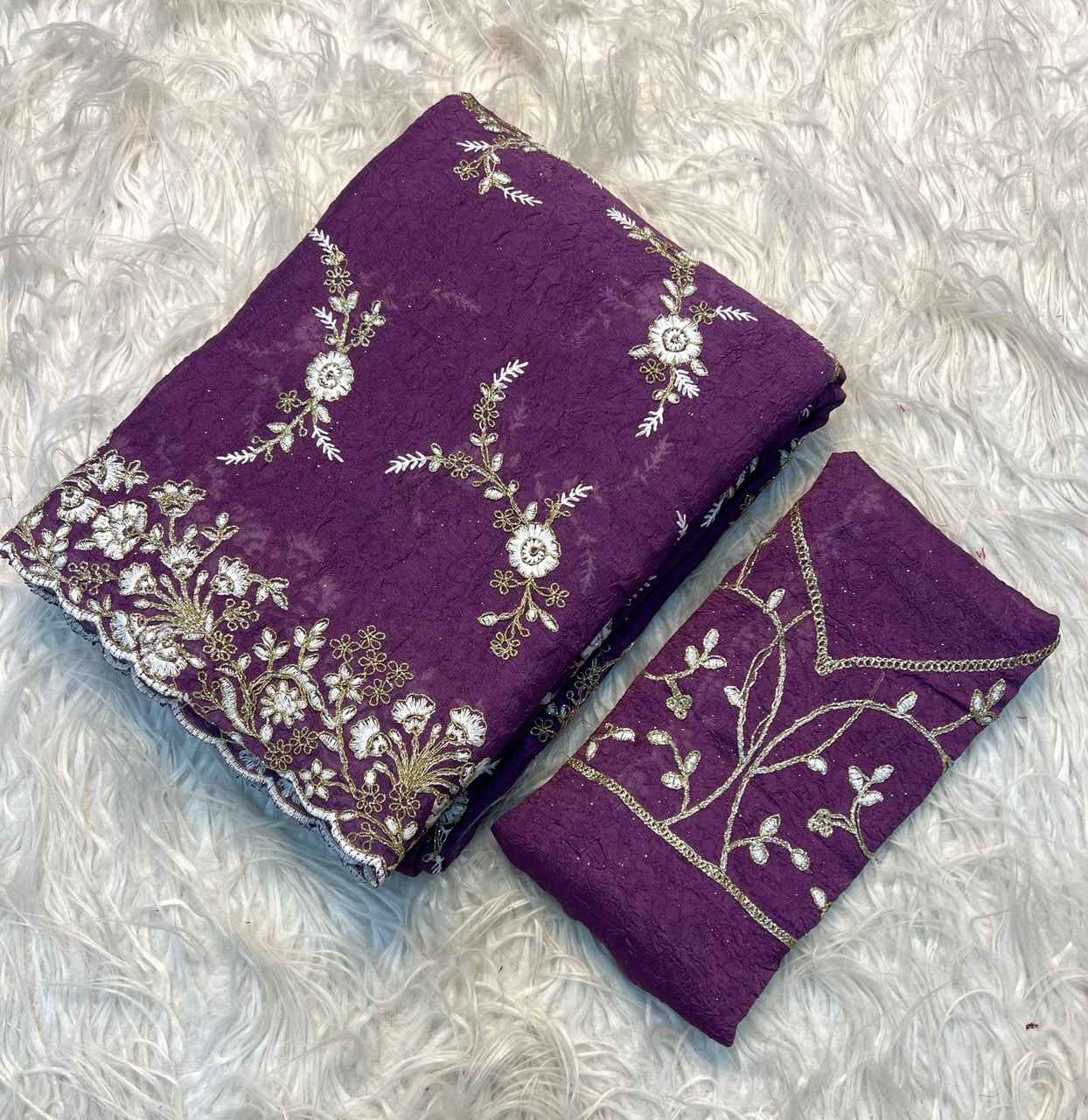  CRUSH SILK CODING & SEQUINCE EMBRODERIY WORK SAREE
