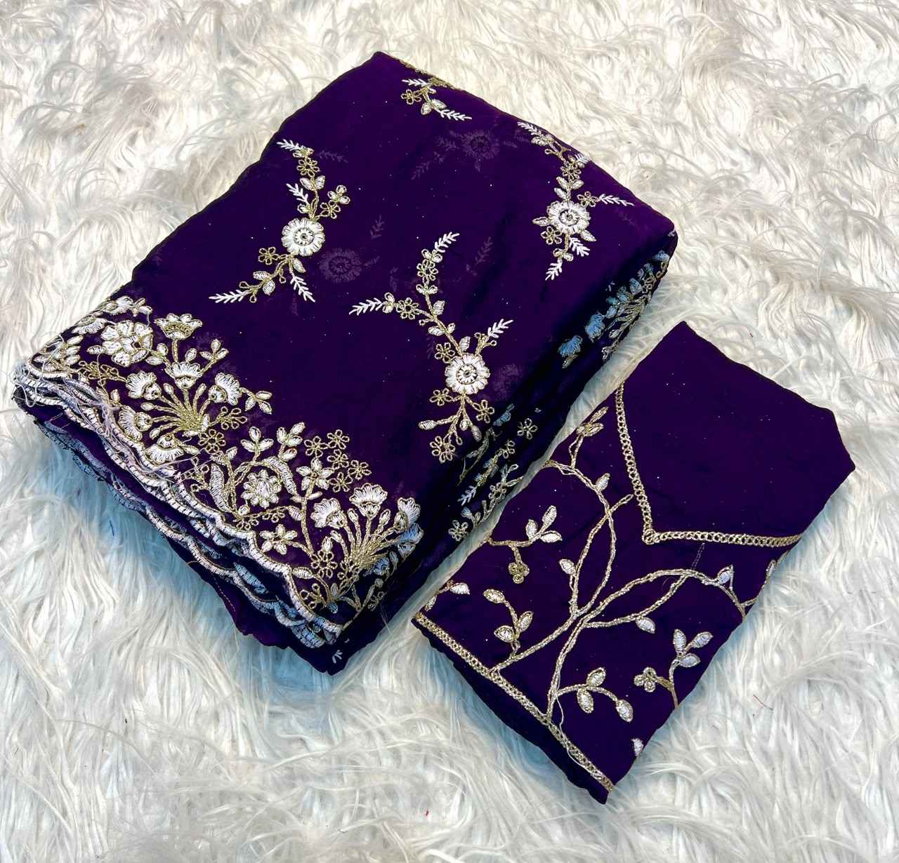  CRUSH SILK CODING & SEQUINCE EMBRODERIY WORK SAREE