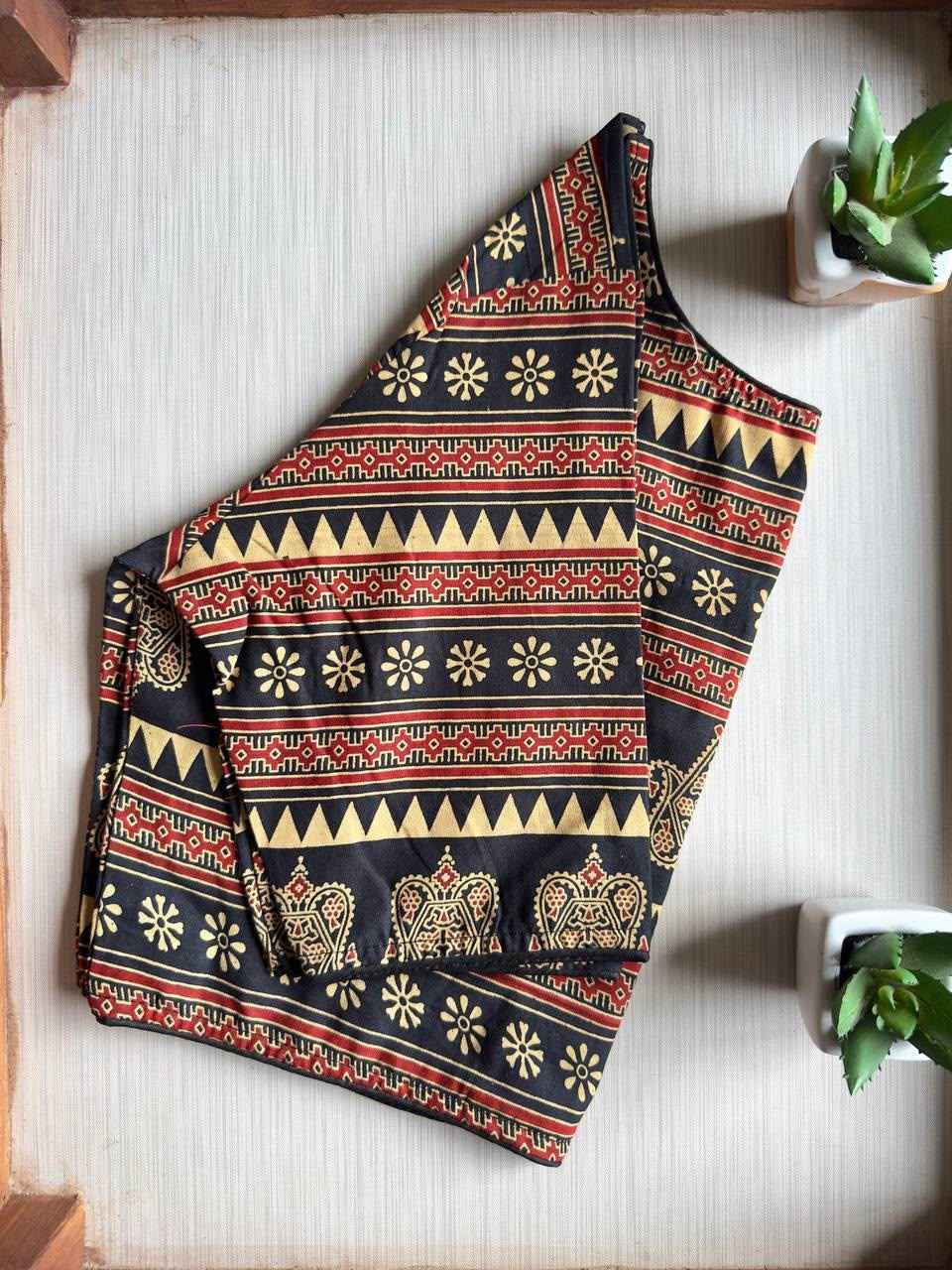 PURE AJRAKH HANDBLOCK COTTON READYMADE BLOUSE 