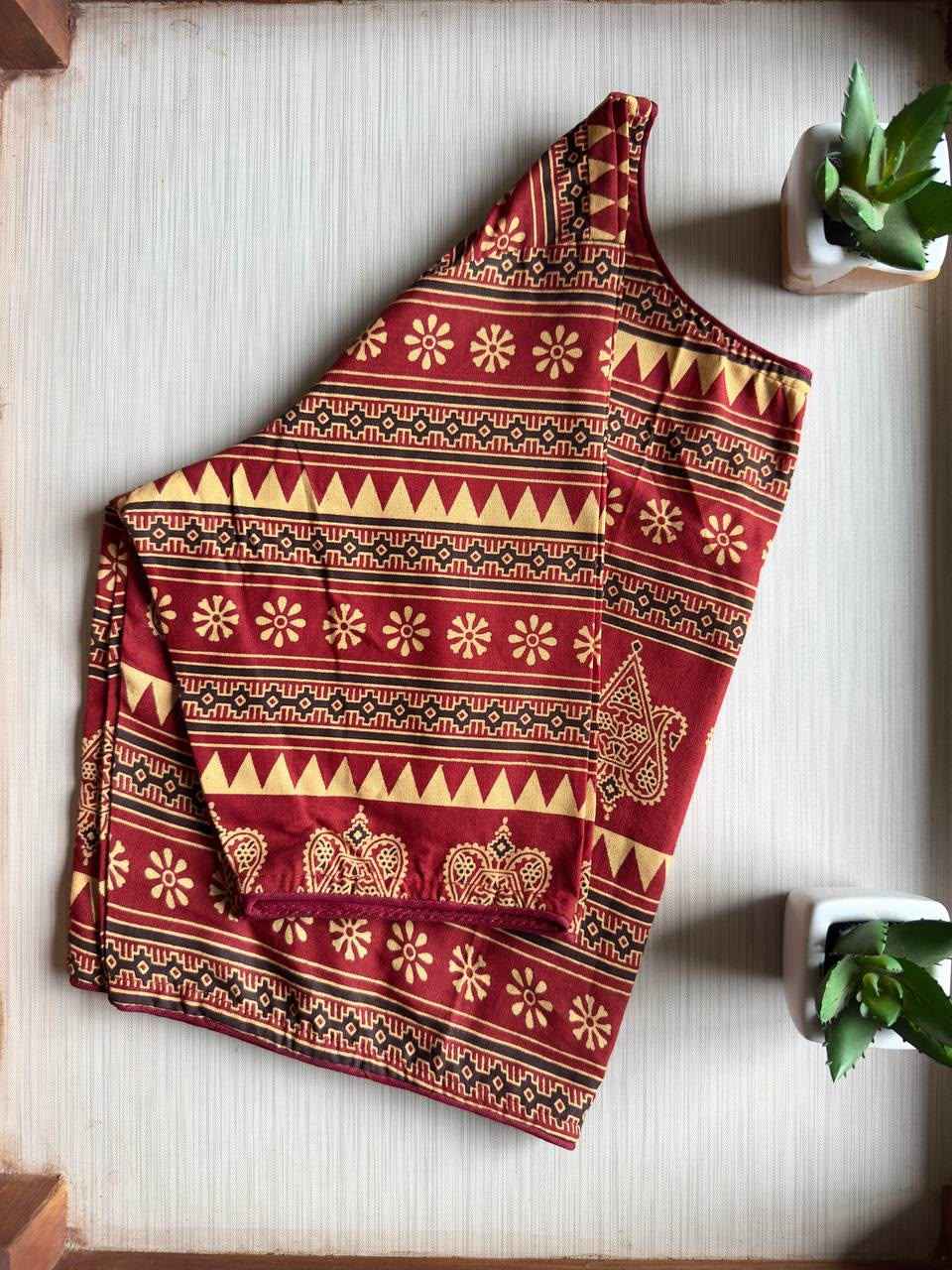 PURE AJRAKH HANDBLOCK COTTON READYMADE BLOUSE 