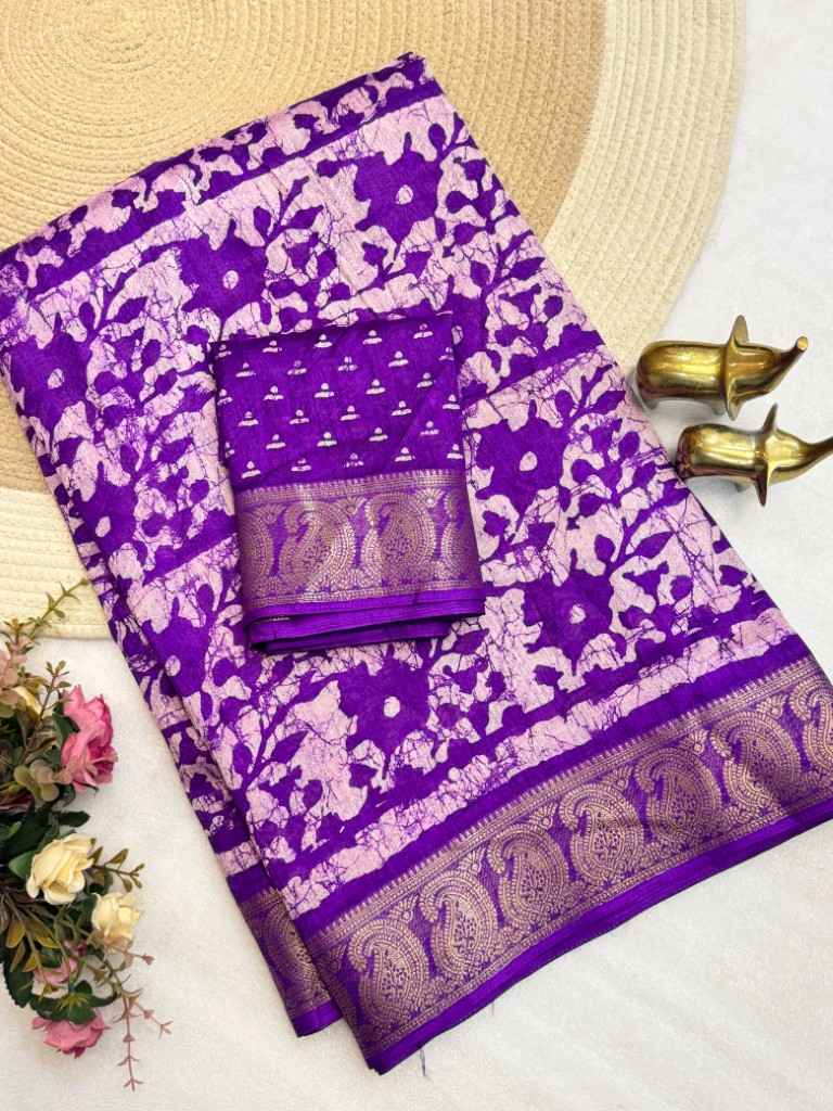 DOLA SILK SELF JACQUARD BATTIK DESIGN PRINT SAREE