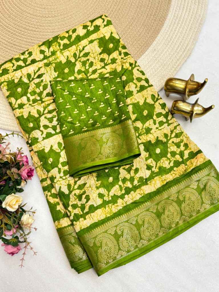 DOLA SILK SELF JACQUARD BATTIK DESIGN PRINT SAREE