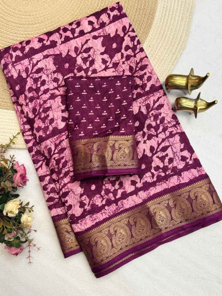 DOLA SILK SELF JACQUARD BATTIK DESIGN PRINT SAREE