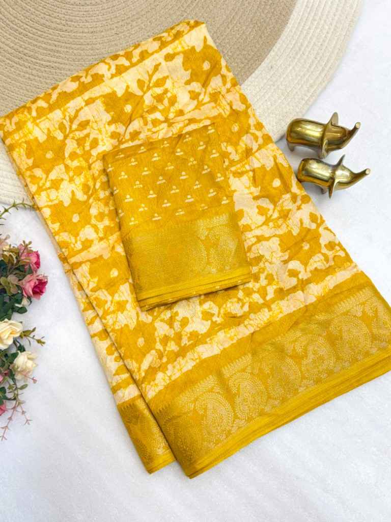 DOLA SILK SELF JACQUARD BATTIK DESIGN PRINT SAREE