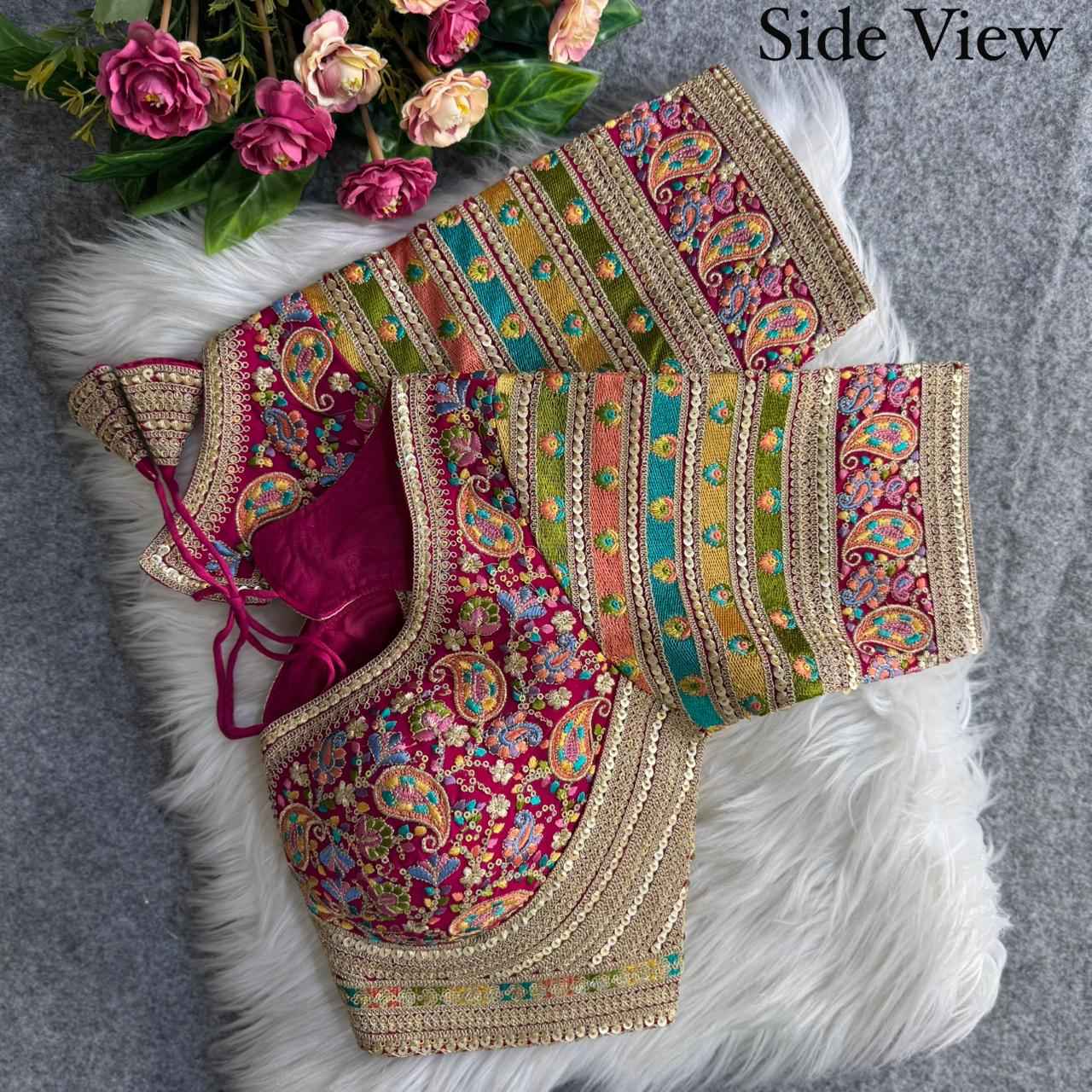 FOX GEORGETTE VISCOSE THREAD KASHMIRI WORK BLOUSE
