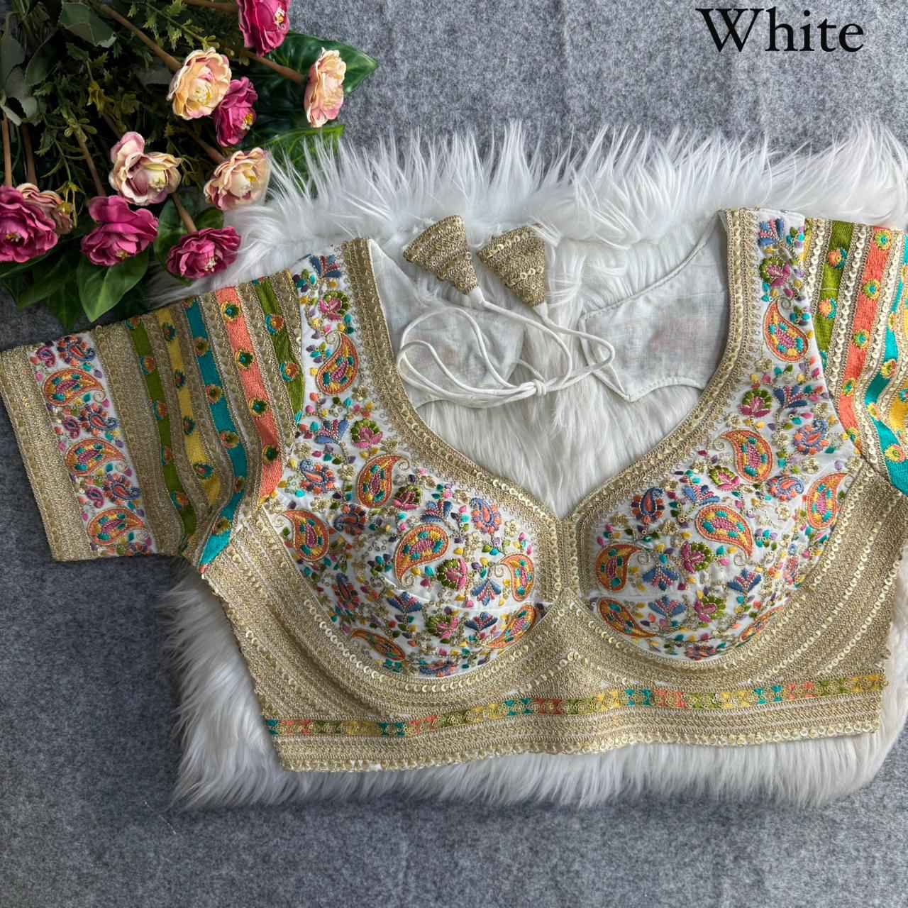 FOX GEORGETTE VISCOSE THREAD KASHMIRI WORK BLOUSE
