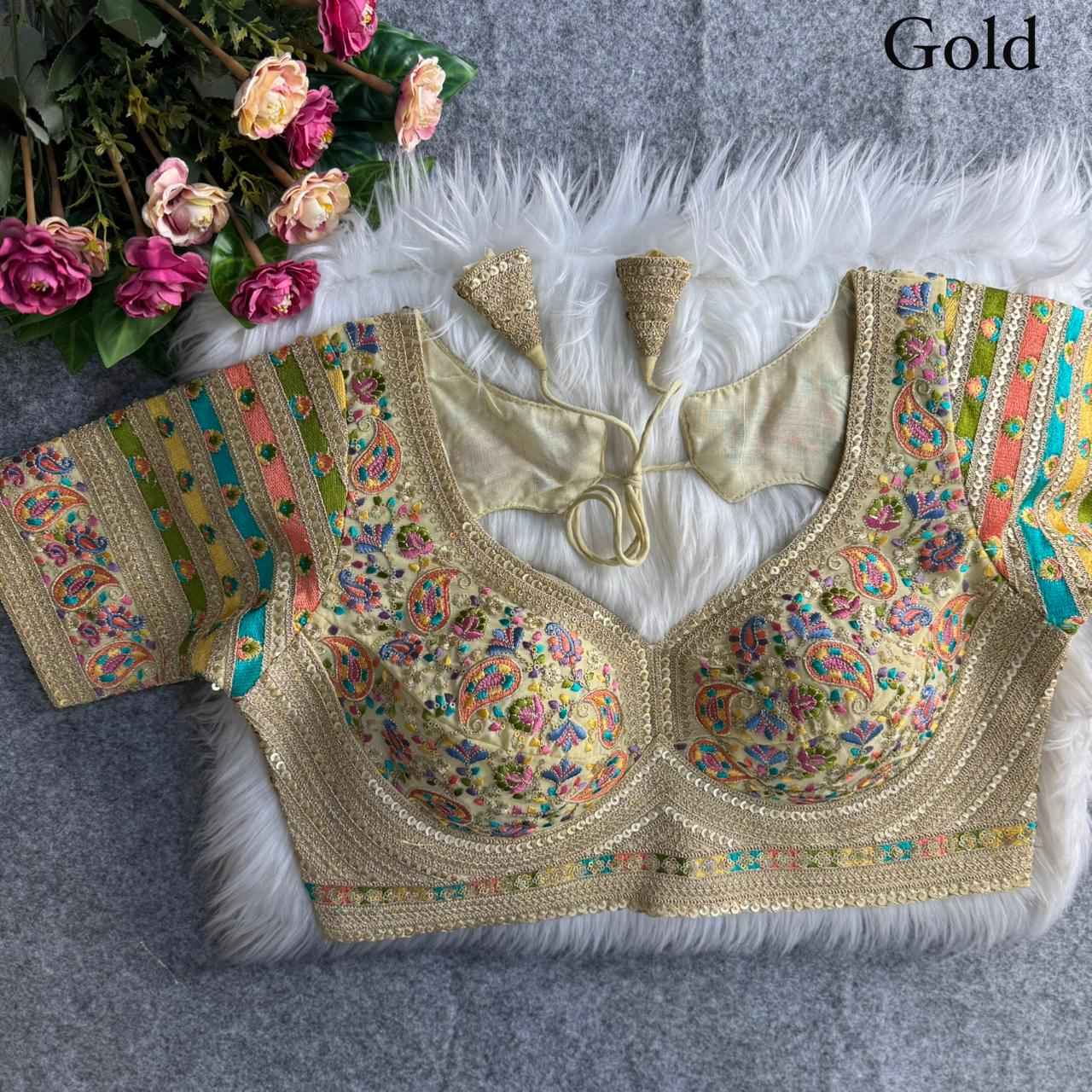 FOX GEORGETTE VISCOSE THREAD KASHMIRI WORK BLOUSE
