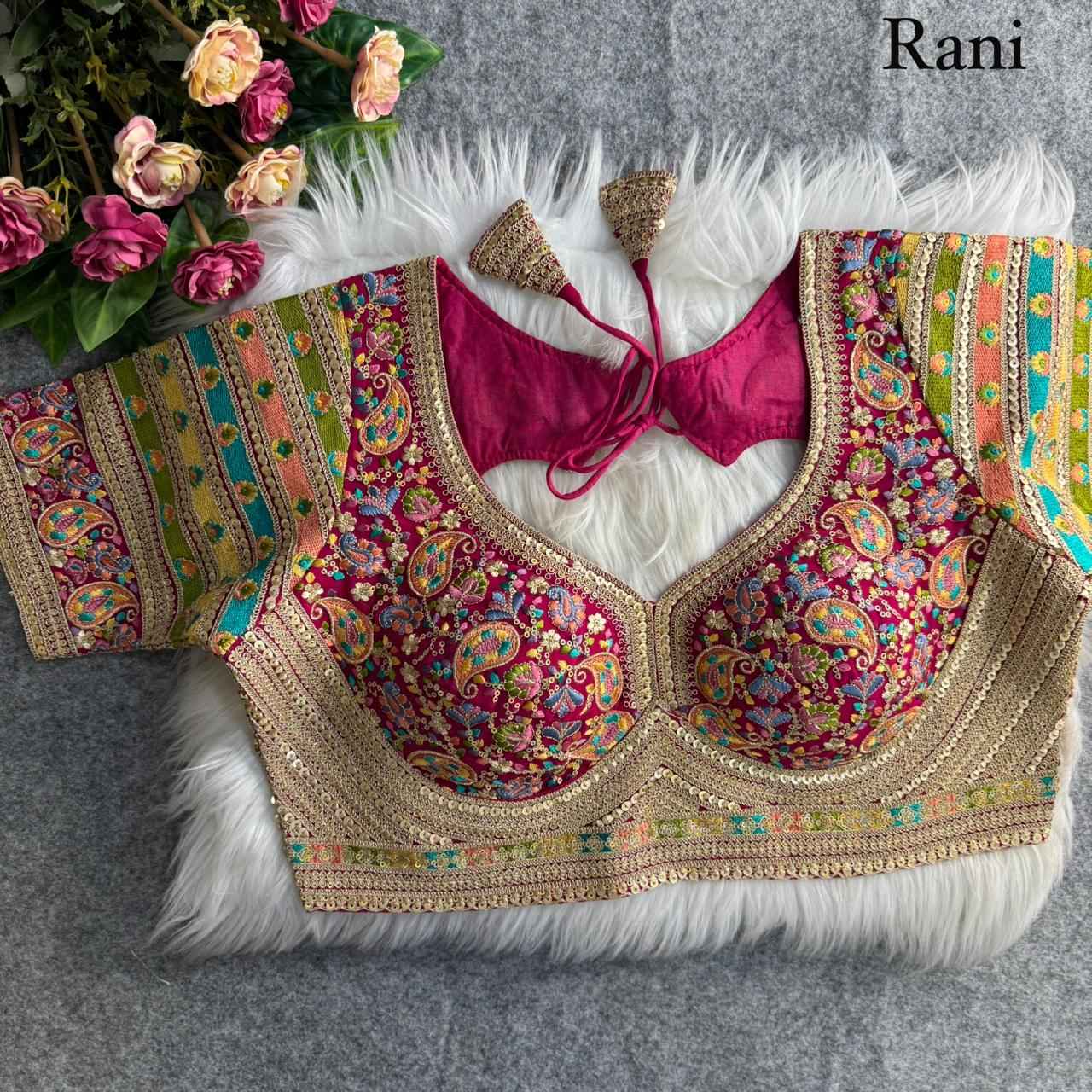 FOX GEORGETTE VISCOSE THREAD KASHMIRI WORK BLOUSE