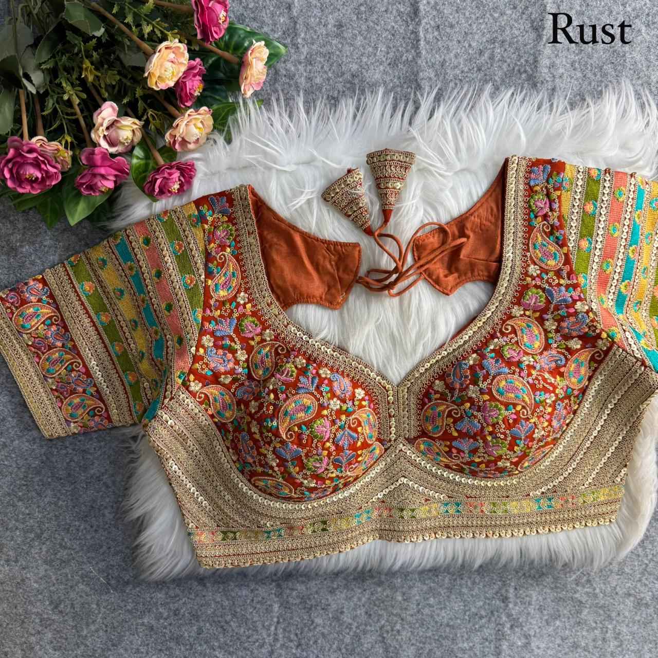 FOX GEORGETTE VISCOSE THREAD KASHMIRI WORK BLOUSE