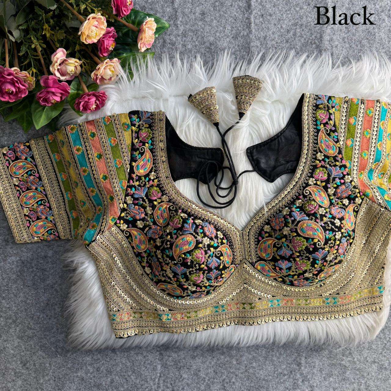 FOX GEORGETTE VISCOSE THREAD KASHMIRI WORK BLOUSE