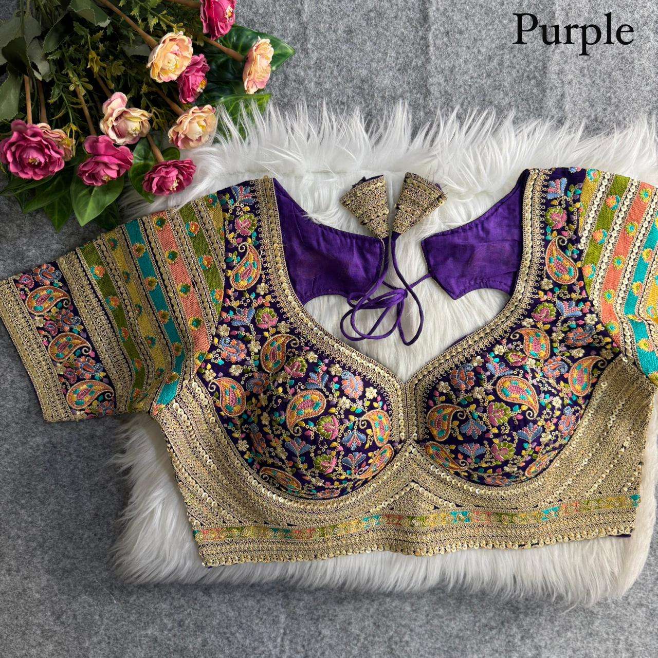 FOX GEORGETTE VISCOSE THREAD KASHMIRI WORK BLOUSE