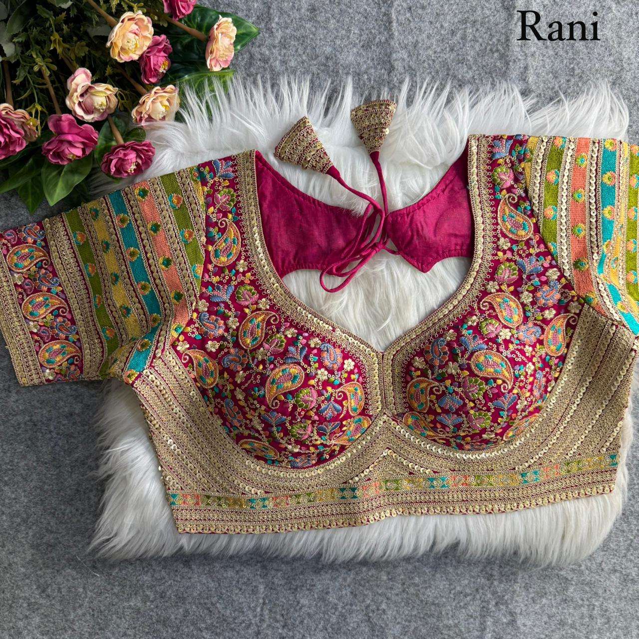 FOX GEORGETTE VISCOSE THREAD KASHMIRI WORK BLOUSE