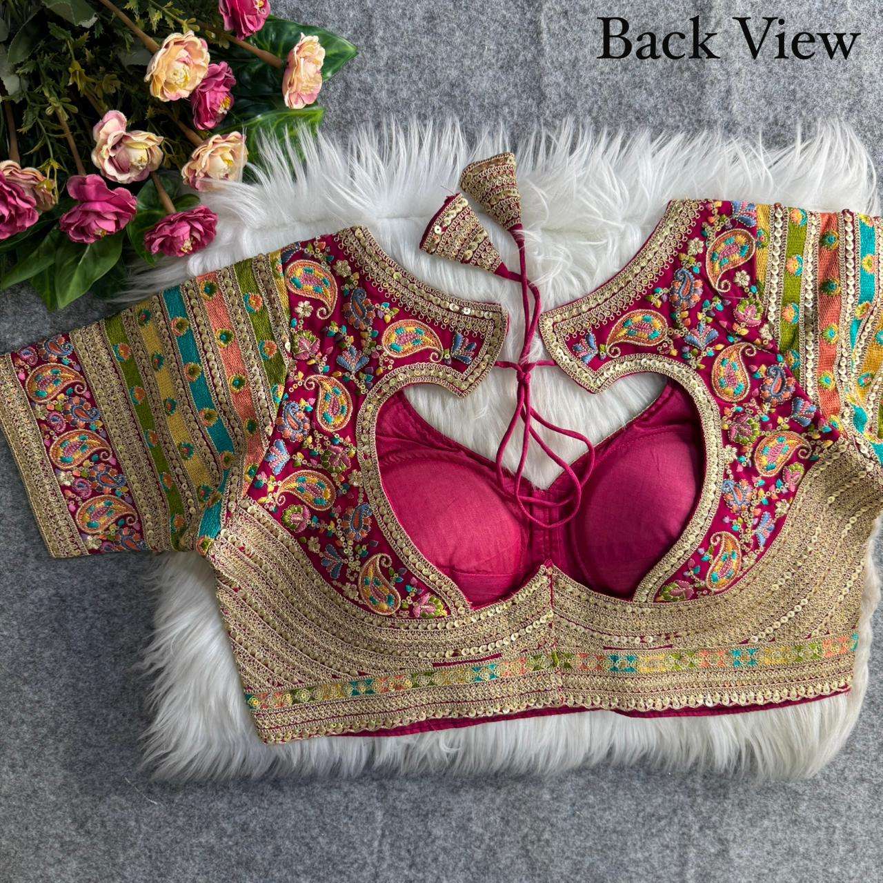 FOX GEORGETTE VISCOSE THREAD KASHMIRI WORK BLOUSE