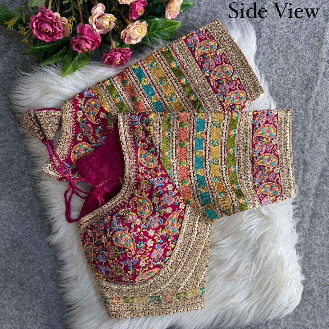 FOX GEORGETTE VISCOSE THREAD KASHMIRI WORK BLOUSE