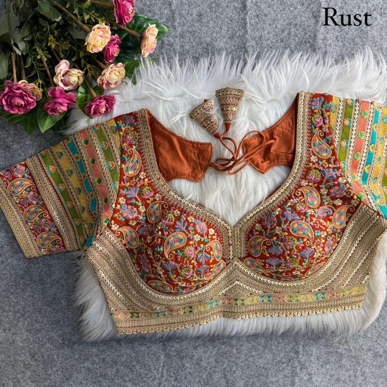 FOX GEORGETTE VISCOSE THREAD KASHMIRI WORK BLOUSE