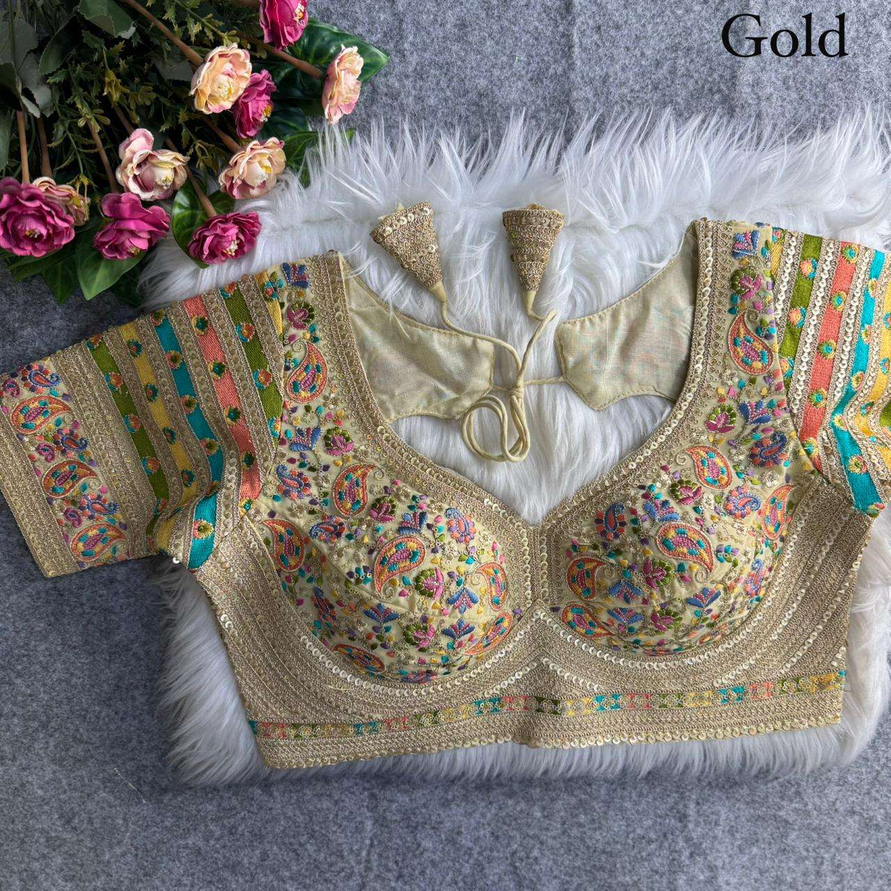 FOX GEORGETTE VISCOSE THREAD KASHMIRI WORK BLOUSE