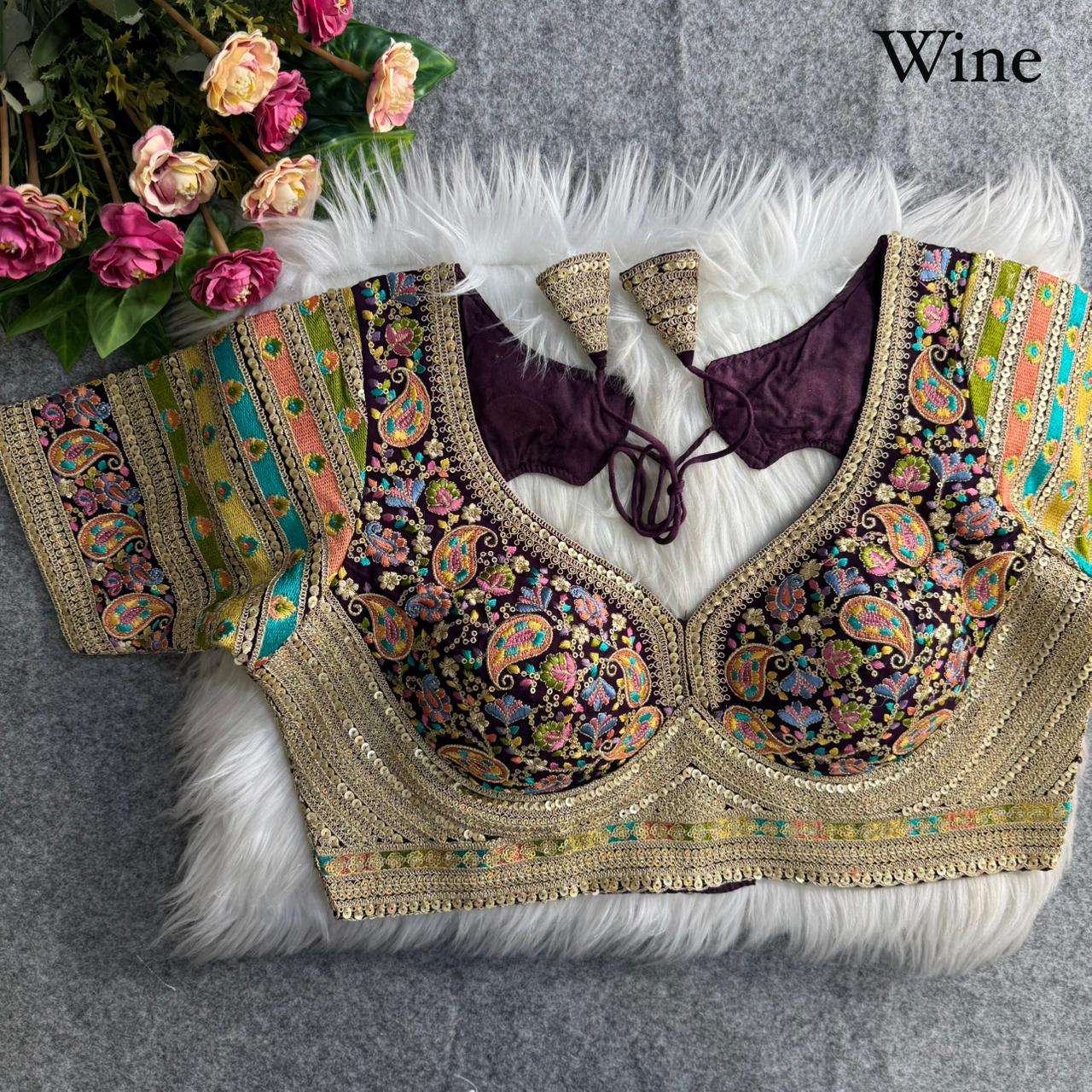 FOX GEORGETTE VISCOSE THREAD KASHMIRI WORK BLOUSE