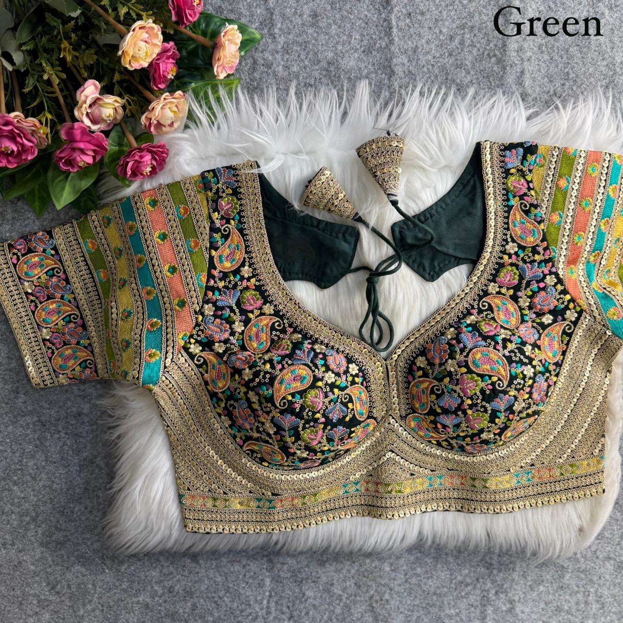 FOX GEORGETTE VISCOSE THREAD KASHMIRI WORK BLOUSE