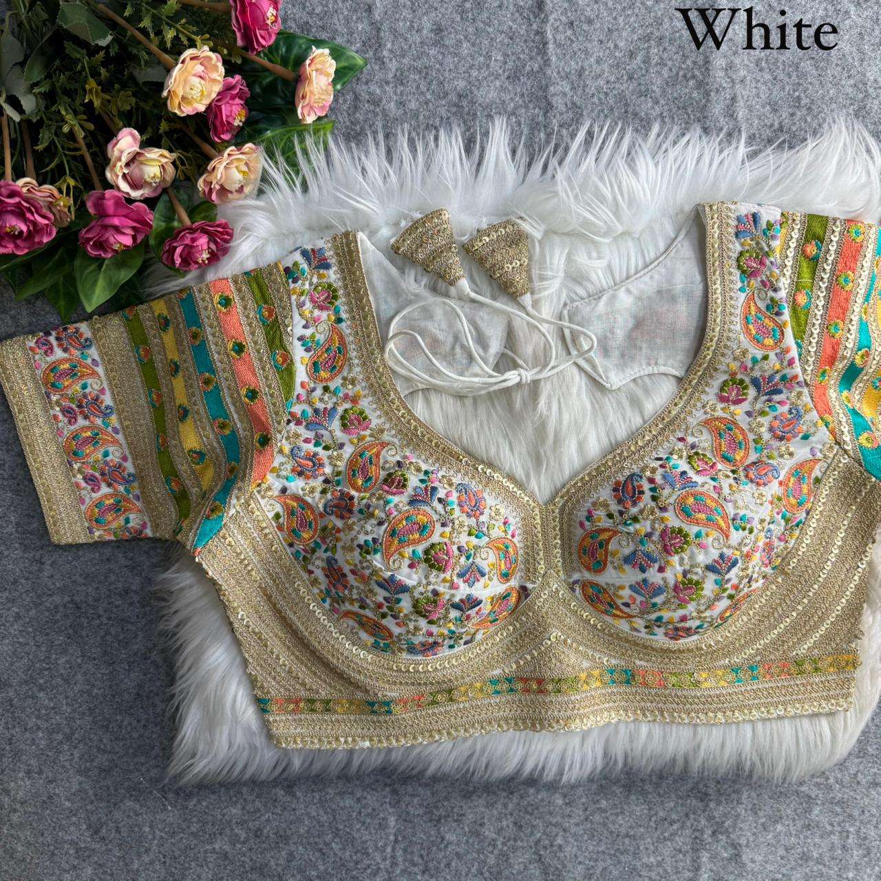FOX GEORGETTE VISCOSE THREAD KASHMIRI WORK BLOUSE