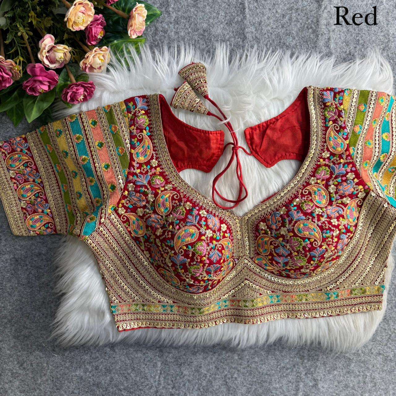 FOX GEORGETTE VISCOSE THREAD KASHMIRI WORK BLOUSE