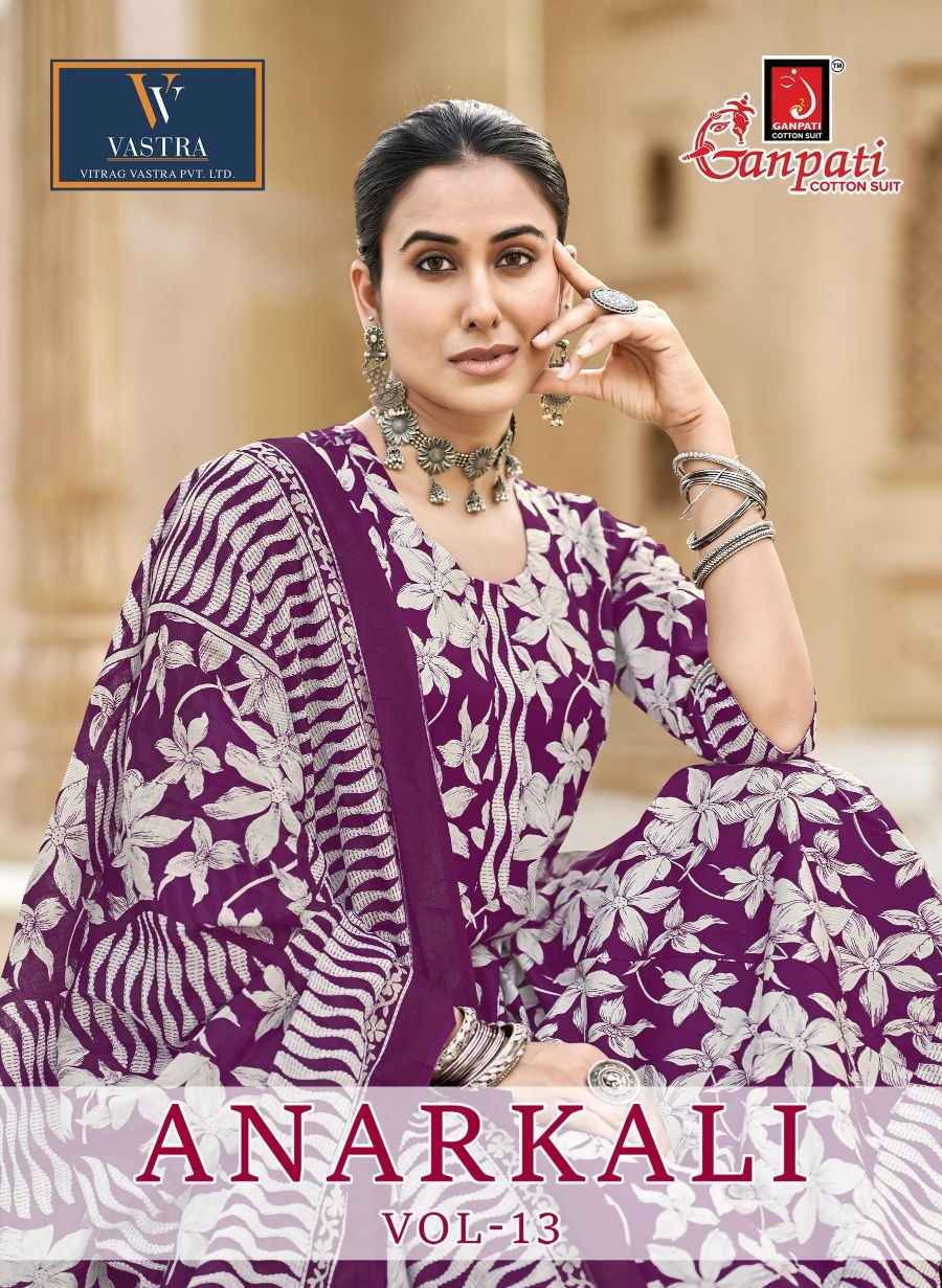 GANPATI ANARKALI VOL-13 HEAVY COTTON PRINTED ANARKALI SUIT