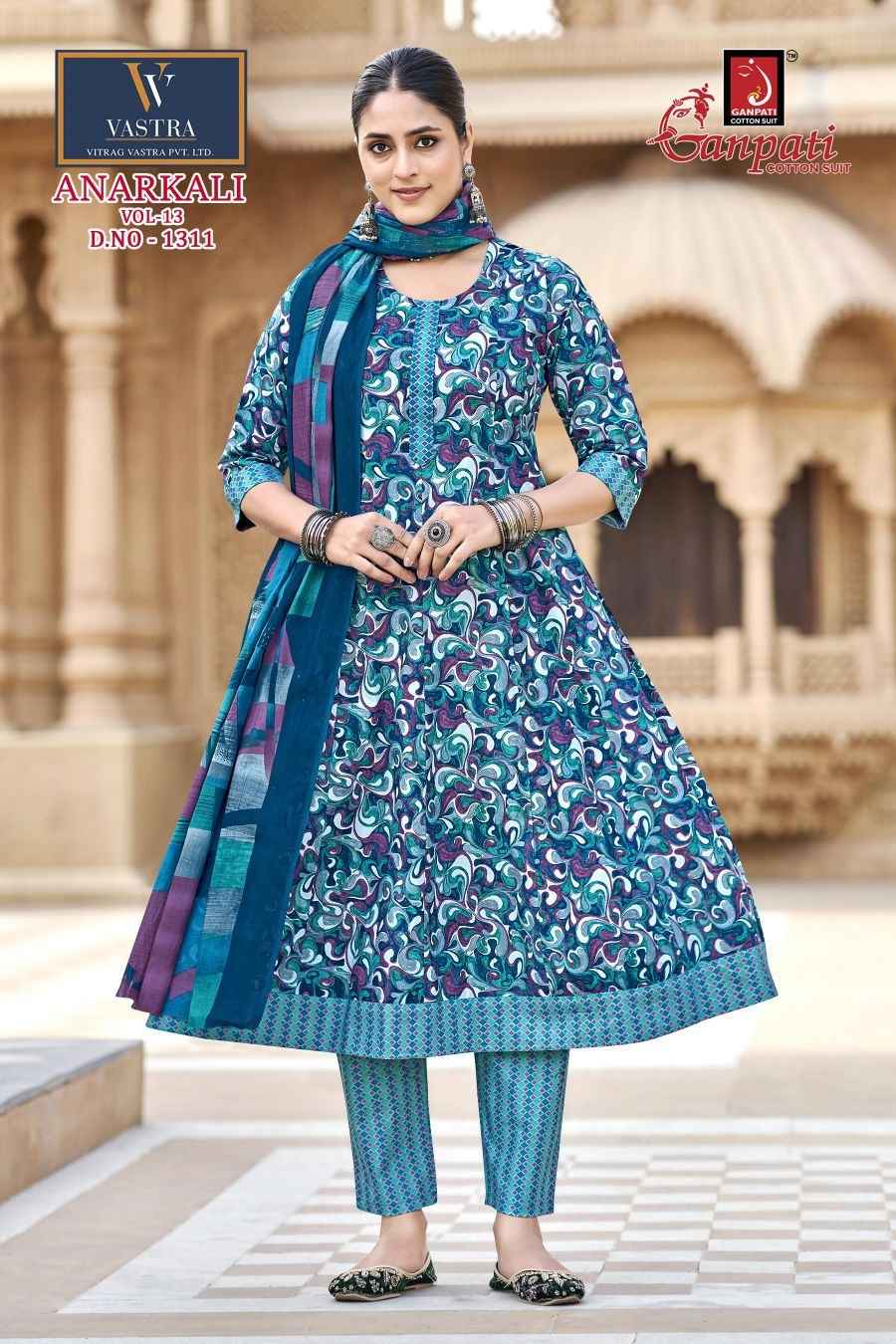 GANPATI ANARKALI VOL-13 HEAVY COTTON PRINTED ANARKALI SUIT