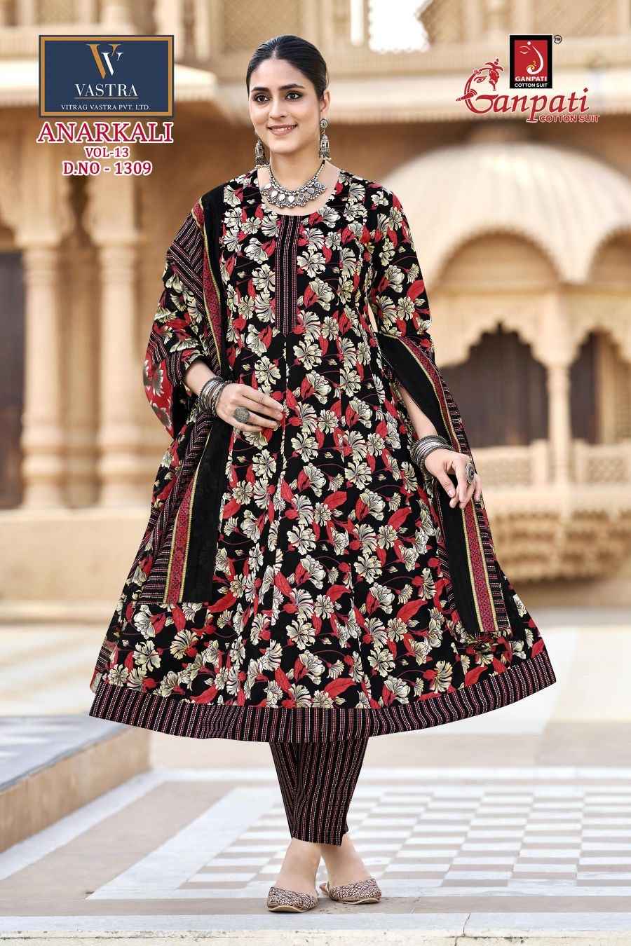 GANPATI ANARKALI VOL-13 HEAVY COTTON PRINTED ANARKALI SUIT