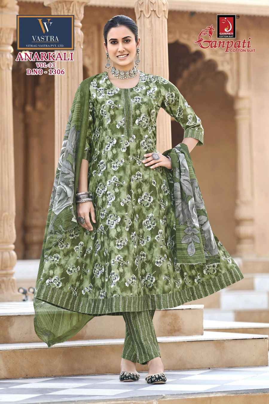 GANPATI ANARKALI VOL-13 HEAVY COTTON PRINTED ANARKALI SUIT