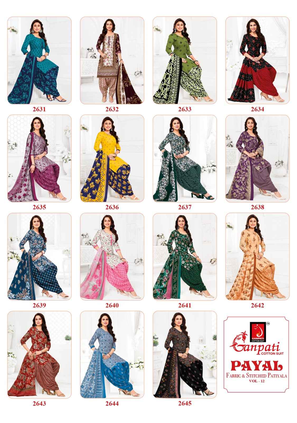 GANPATI PAYAL VOL-12 COTTON PRINTED PATIYALA DRESS MATERIAL