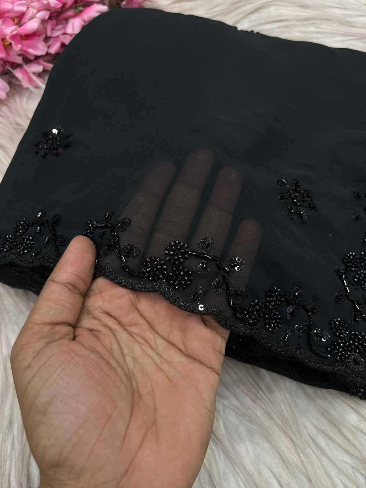 GEORGETTE SEQUENCE BEEDS WORK SAREE 