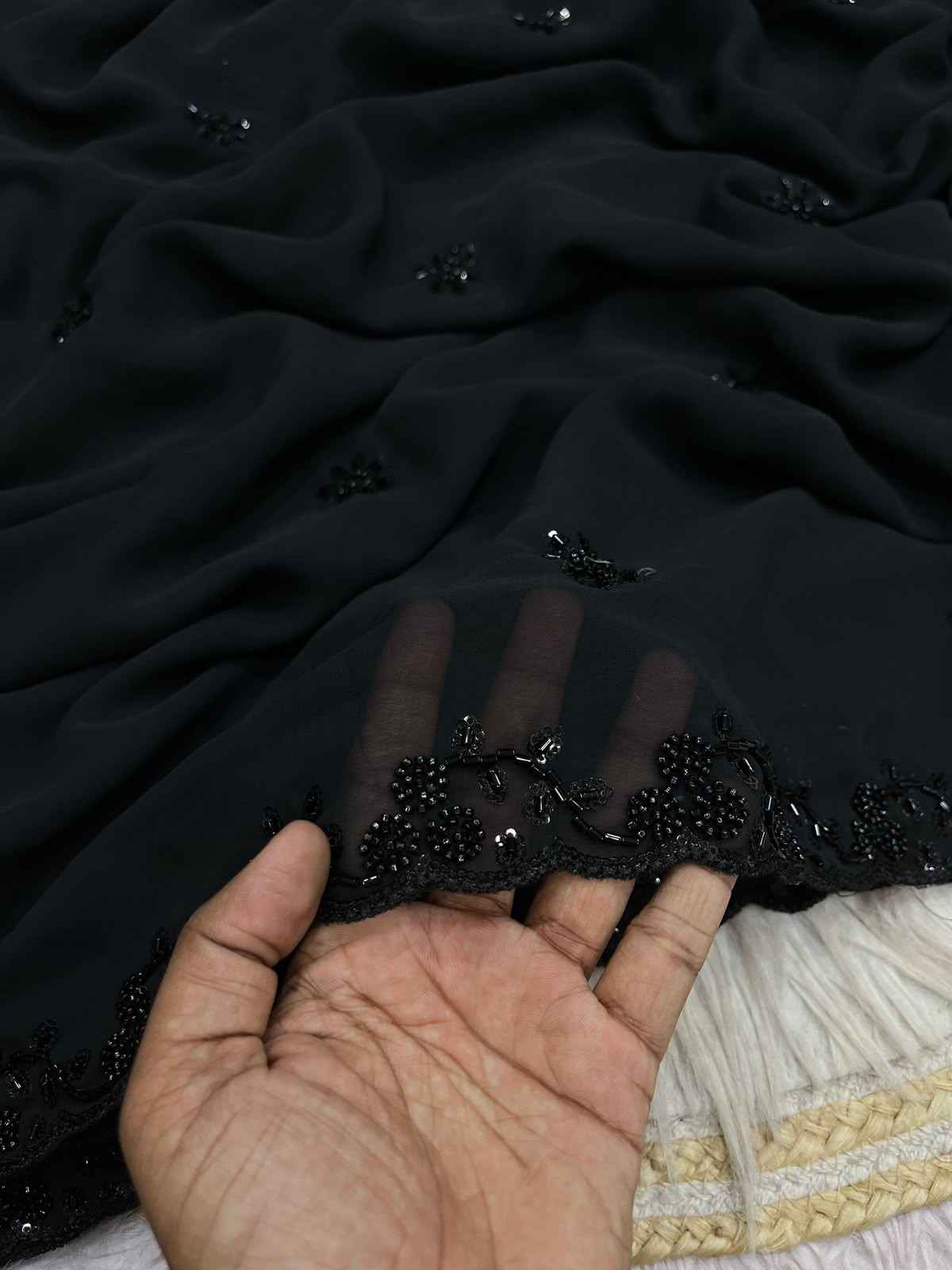 GEORGETTE SEQUENCE BEEDS WORK SAREE 