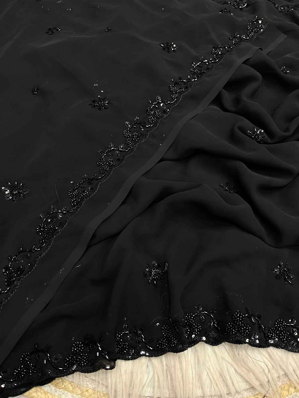 GEORGETTE SEQUENCE BEEDS WORK SAREE 