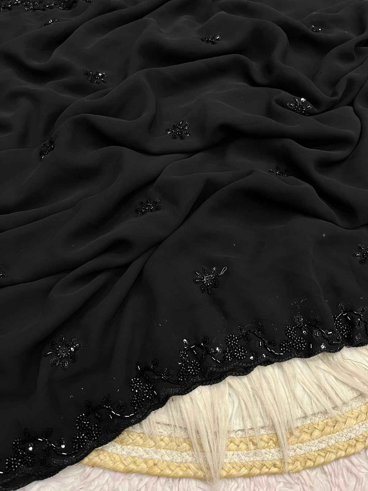 GEORGETTE SEQUENCE BEEDS WORK SAREE 