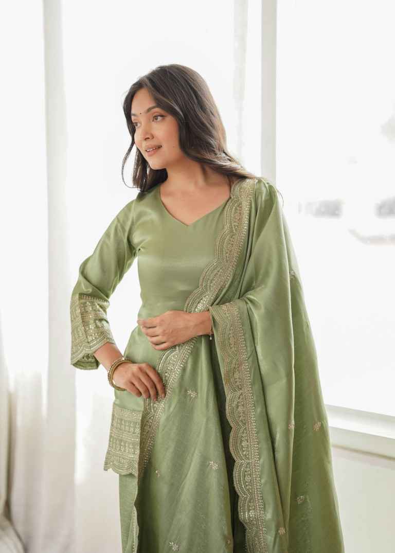 GLASS ROMAN SILK FARSHI SHALWAR SUIT