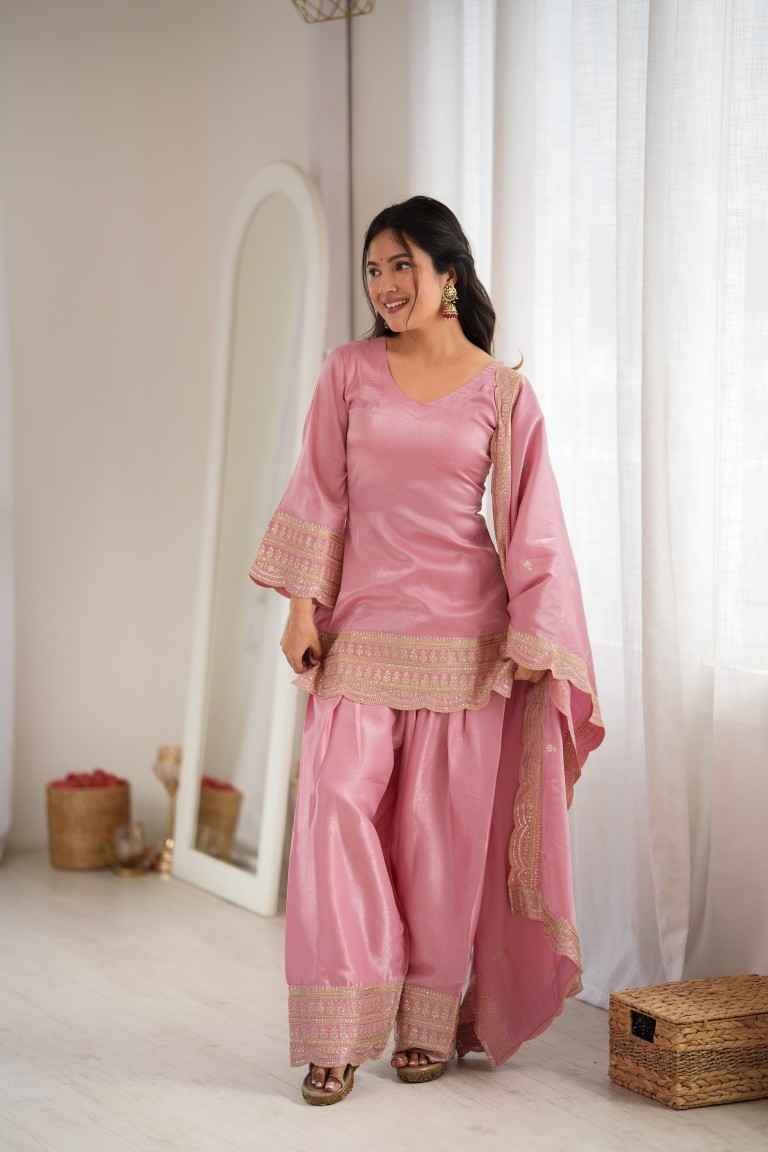 GLASS ROMAN SILK FARSHI SHALWAR SUIT