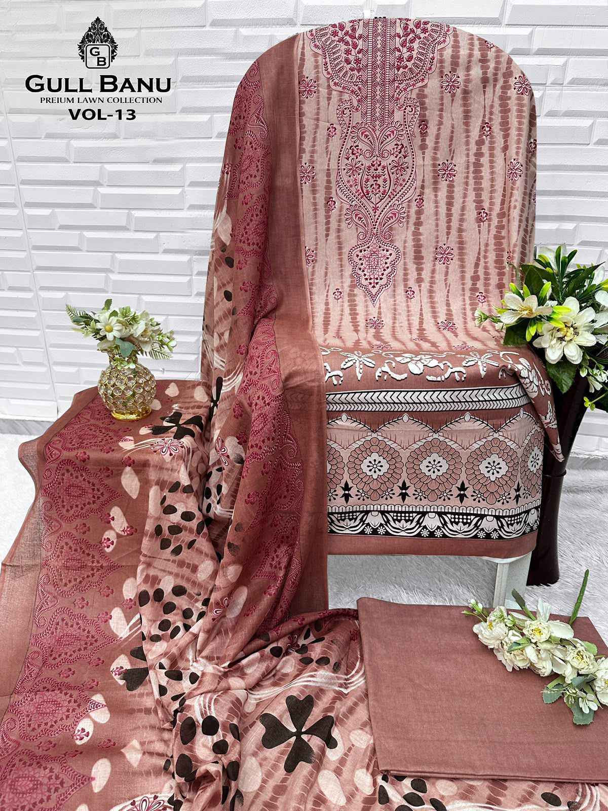 GULL AAHMED GULLBANU VOL-13 PURE CAMBRIDGE DRESS MATERIAL
