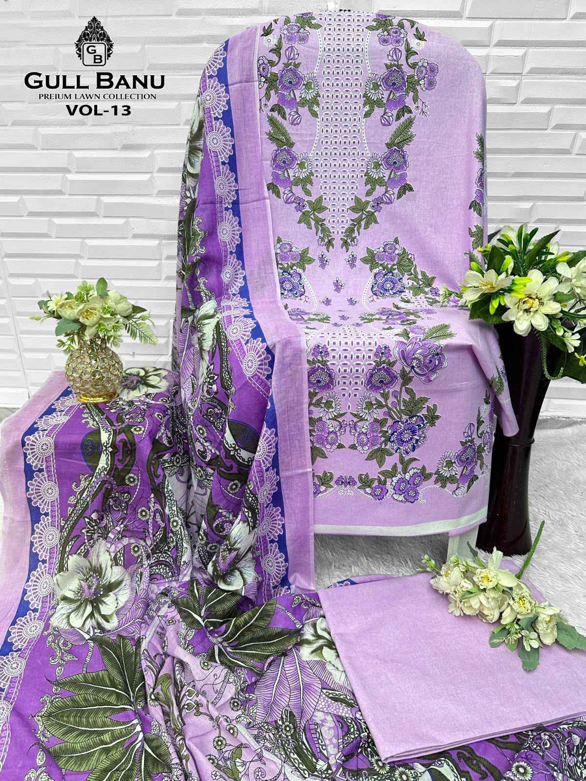 GULL AAHMED GULLBANU VOL-13 PURE CAMBRIDGE DRESS MATERIAL