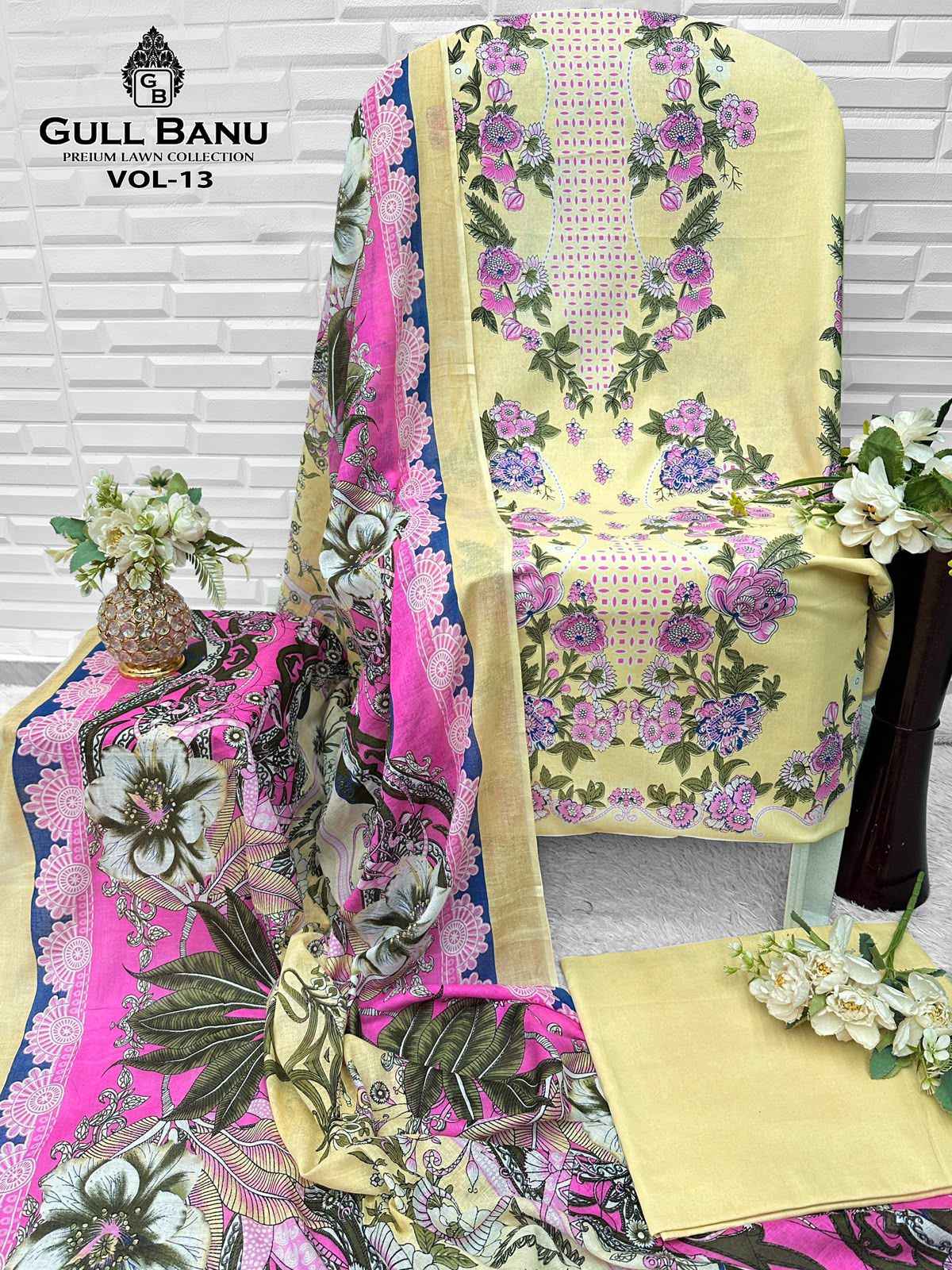 GULL AAHMED GULLBANU VOL-13 PURE CAMBRIDGE DRESS MATERIAL