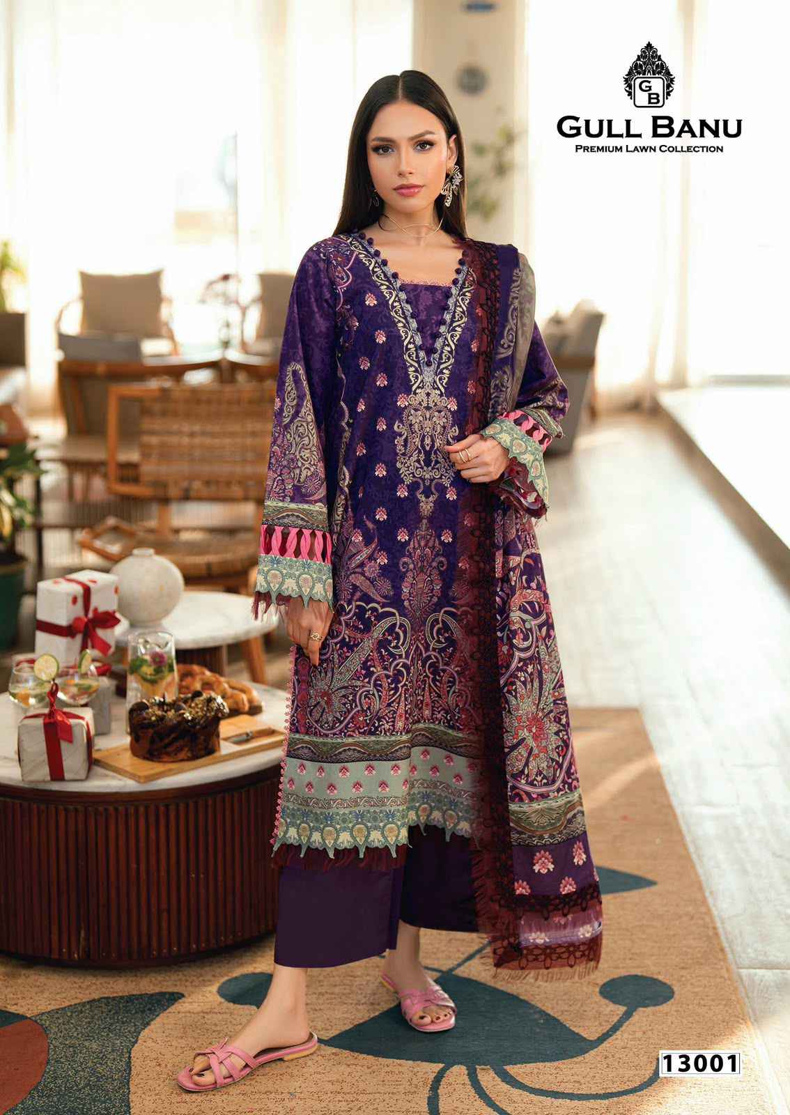 GULL AAHMED GULLBANU VOL-13 PURE CAMBRIDGE DRESS MATERIAL