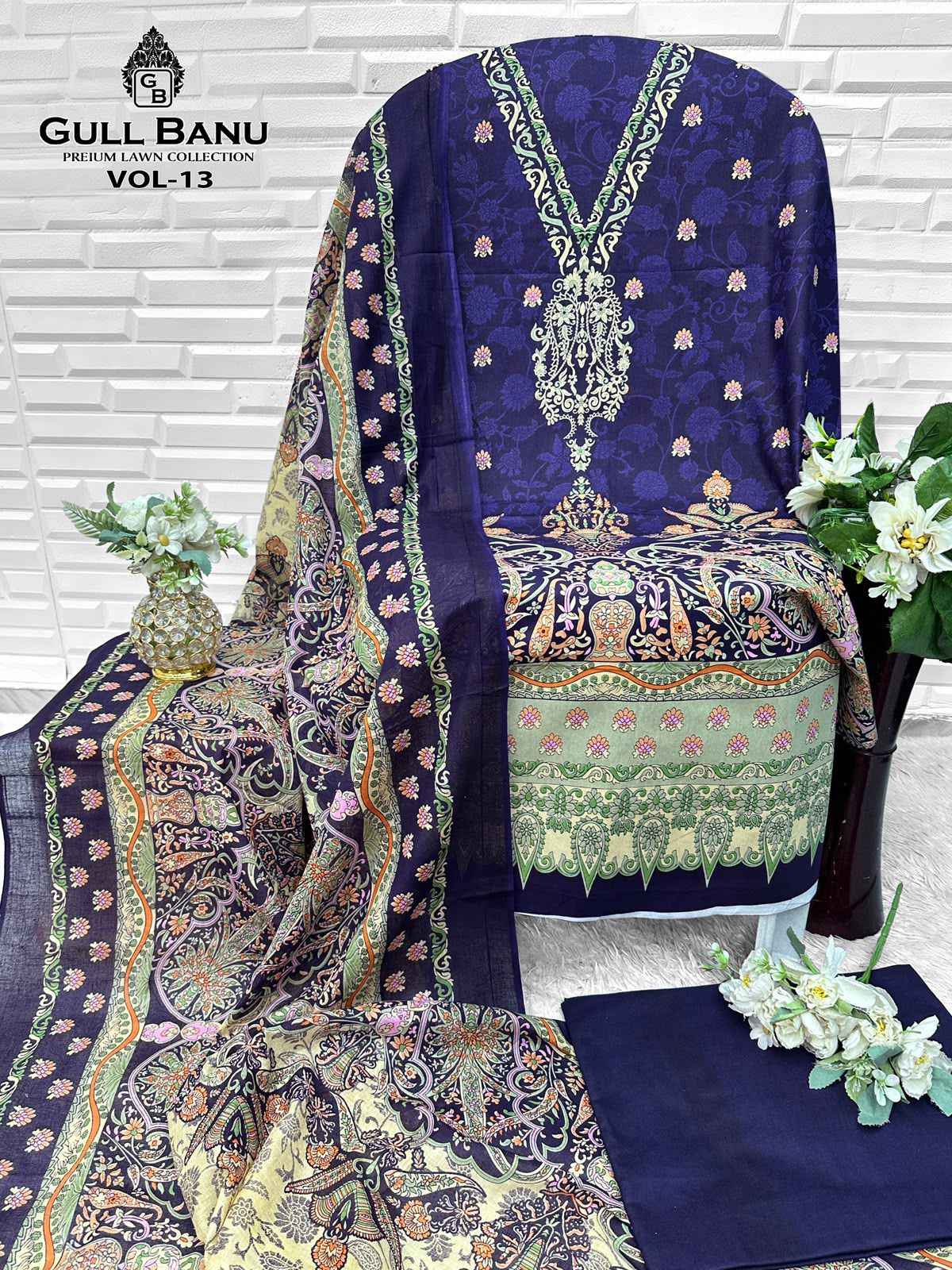 GULL AAHMED GULLBANU VOL-13 PURE CAMBRIDGE DRESS MATERIAL
