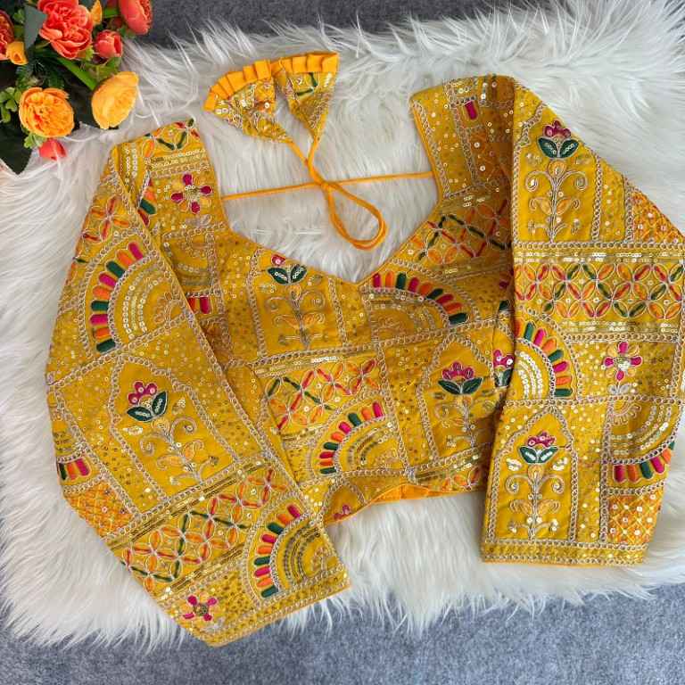 PURE SOFT FOX GEORGETTE EMBROIDERY THREAD SEQUENCE WORK BLOUSE