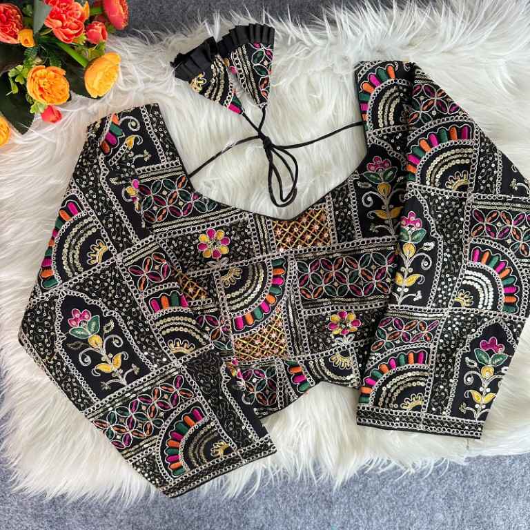 PURE SOFT FOX GEORGETTE EMBROIDERY THREAD SEQUENCE WORK BLOUSE
