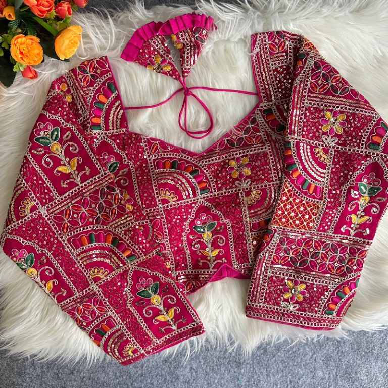 PURE SOFT FOX GEORGETTE EMBROIDERY THREAD SEQUENCE WORK BLOUSE