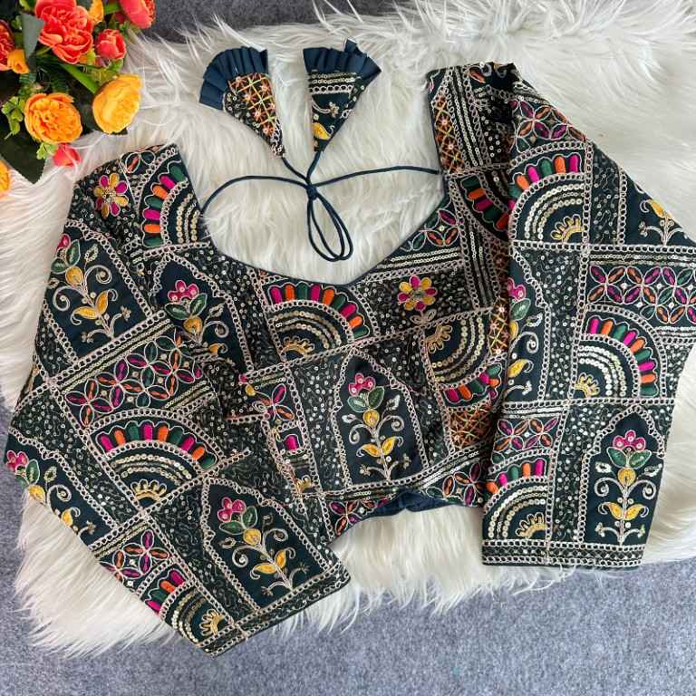 PURE SOFT FOX GEORGETTE EMBROIDERY THREAD SEQUENCE WORK BLOUSE