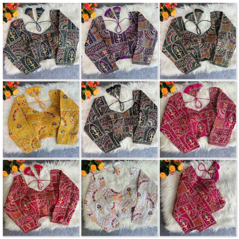 PURE SOFT FOX GEORGETTE EMBROIDERY THREAD SEQUENCE WORK BLOUSE